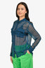 Equipment Black/Green/Blue Printed Sheer Button Down Size L