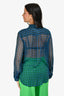 Equipment Black/Green/Blue Printed Sheer Button Down Size L