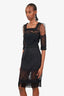 Dolce and Gabbana Black Lace Fringe Hem Detail 'Sartoria Italiana' Dress Size 38