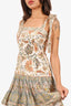 Zimmermann Beige/Multicolour Linen Floral Print Knotted Mini Dress Size 1