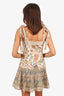 Zimmermann Beige/Multicolour Linen Floral Print Knotted Mini Dress Size 1