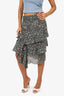 Isabel Marant Etoile Black/pink Floral Print Ruffle Skirt Size 36