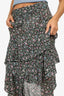 Isabel Marant Etoile Black/pink Floral Print Ruffle Skirt Size 36
