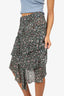 Isabel Marant Etoile Black/pink Floral Print Ruffle Skirt Size 36