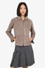 Loro Piana Taupe Suede/Shearling Zip-up Jacket Size 38
