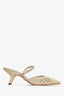 Christian Dior Gold Woven 'Capture' Kitten Mules Size 37.5