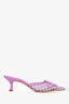 Manolo Blahnik Purple Mesh/Suede Checker 'Maysale 70' Mules Size 37.5