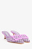 Manolo Blahnik Purple Mesh/Suede Checker 'Maysale 70' Mules Size 37.5