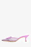 Manolo Blahnik Purple Mesh/Suede Checker 'Maysale 70' Mules Size 37.5