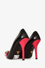 Prada Black/Pink Leather Button Pumps Size 36