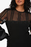 Jonathan Simkhai Black Mesh Eyelet Detailed Short Sleeve Mini Dress Size 6