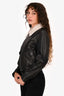 Dorothee Schumacher Black Leather Shearling Collar Aviator Jacket Size 1