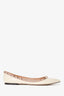 Valentino Off White Patent Rockstud Pointed Toe Flats Size 38.5 (As Is)