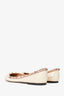 Valentino Off White Patent Rockstud Pointed Toe Flats Size 38.5 (As Is)