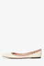 Valentino Off White Patent Rockstud Pointed Toe Flats Size 38.5 (As Is)