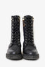 Fendi Black Leather Zucca Sock Combat Boots Size 35