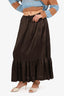 Dries Van Noten Brown Drawstring Maxi Skirt Size 36