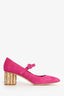 Salvatore Ferragamo Magenta Suede Gold Block Mary Janes Size 7