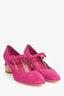 Salvatore Ferragamo Magenta Suede Gold Block Mary Janes Size 7
