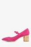 Salvatore Ferragamo Magenta Suede Gold Block Mary Janes Size 7