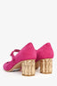 Salvatore Ferragamo Magenta Suede Gold Block Mary Janes Size 7