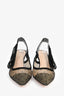 Christian Dior Black Polka Dot Mesh J'Adior Slingback Heels Size 35