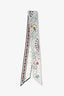 Christian Dior Cream Printed 'La Roue de la Fortune' Silk Twilly