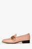 Gucci Pink Leather GG Marmont Square Toe Loafers Size 36.5