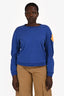 Moncler Blue Maglia Girocollo Logo Patched Sweater Size M