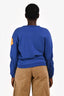 Moncler Blue Maglia Girocollo Logo Patched Sweater Size M