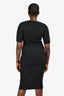 Alexander Wang Black Ribbed Knit Silver Detail Midi Dress Size L