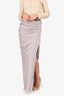 House of CB Grey/Purple Metallic Strapless Ruched High Slit Skirt Size S
