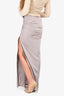 House of CB Grey/Purple Metallic Strapless Ruched High Slit Skirt Size S