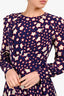 Saint Laurent Purple/White Silk Star Pattern Mini Dress Size 38