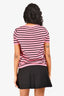 Christian Dior Pink/Black Striped Silk Cotton Knit Logo Top Size 38