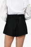 Prada 2024 Black Mohair/Virgin Wool High Waisted Tailored Shorts with Waist Belt Size 36