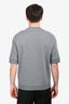 Hermès Grey/Brown Leather Embroidered "Metallerie au Carre" Short Sleeves Sweatshirt Size XL Mens