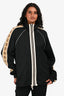 Gucci Black/Beige GG Sleeve Technical Jersey Zip Up Jacket Size L Mens