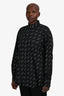 Balenciaga Black/White Logo Cotton Long Sleeve Button-Up Shirt Size 39 Mens