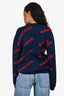 Balenciaga Blue/Red All Over Printed Wool Logo Sweater Size S Mens