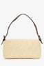 Fendi Beige Zucca Baguette Shoulder Bag with  Fur Buckle