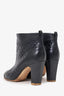 Pre-Loved Chanel™ Black Leather/Metal Cap Toe Quilted Ankle Boots Size 36.5