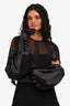 Pre-Loved Chanel™ Black Silk Blend Logo Puff Sleeve Gloves Size 7