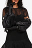 Pre-Loved Chanel™ Black Silk Blend Logo Puff Sleeve Gloves Size 7