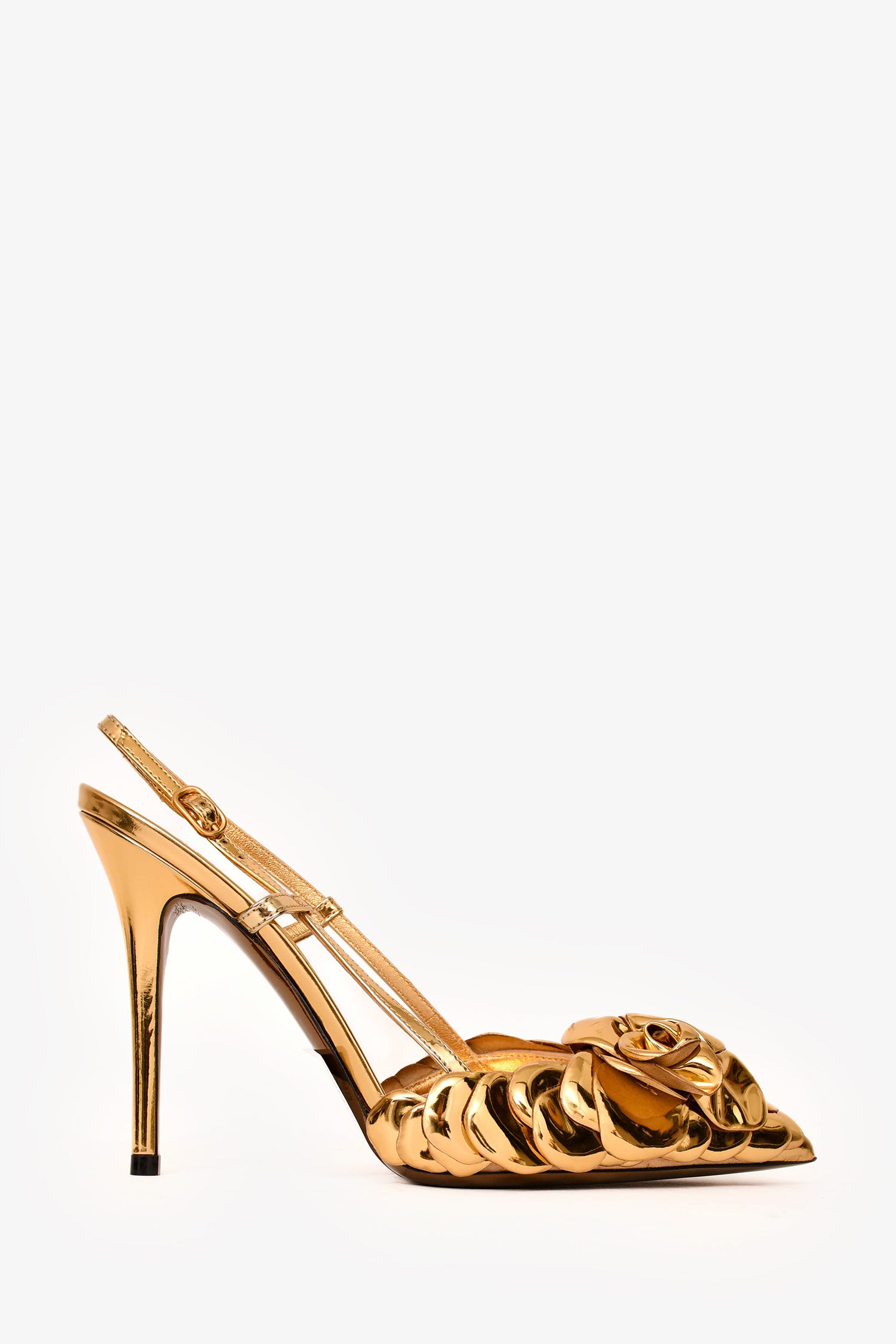 Valentino Gold Metallic Atelier Rose Edition Slingback Pumps Size