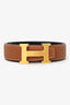 Hermès 2022 Gold/Black Reversible Leather Gold H Belt
