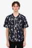 Louis Vuitton 2020 Blue Denim/White LV Leaf Printed Baseball Shirt Size M Mens