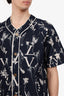 Louis Vuitton 2020 Blue Denim/White LV Leaf Printed Baseball Shirt Size M Mens