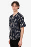 Louis Vuitton 2020 Blue Denim/White LV Leaf Printed Baseball Shirt Size M Mens