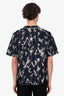 Louis Vuitton 2020 Blue Denim/White LV Leaf Printed Baseball Shirt Size M Mens